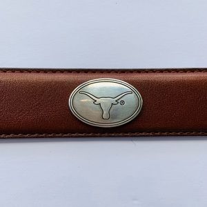 🤘Texas Longhorns Fossil Full Grain Cowhide Brown Concho Belt 38 NWT🤘